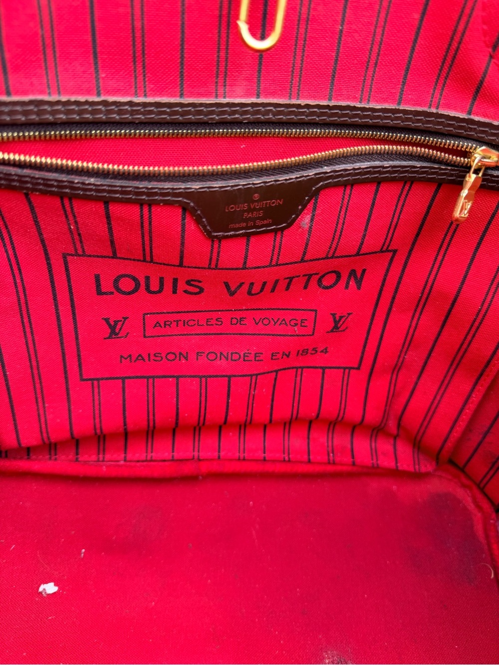 Louis Vuitton Brown Checkered Canvas Tote - Classic Damier. - Picture 5 of 7